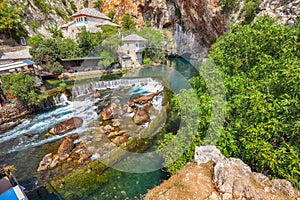 Dervish monastery or tekke at the Buna River spring in the town of Blagaj