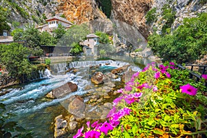 Dervish monastery or tekke at the Buna River spring in the town of Blagaj