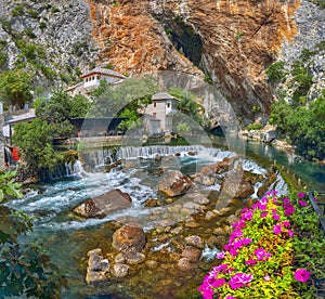 Dervish monastery or tekke at the Buna River spring in the town of Blagaj