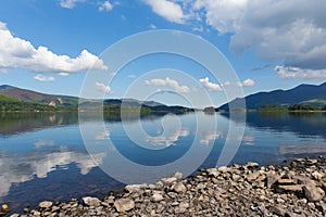 Derwent The Lakes Cumbria England uk south of Keswick blue sky beautiful calm sunny summer day