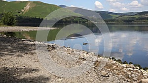 Derwent Water Lake District uk south of Keswick blue sky beautiful calm sunny summer day