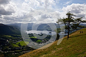 Derwent Water located at the top of Latrigg, a mountain range in England