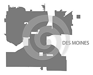 Des Moines Iowa city map grey illustration silhouette shape