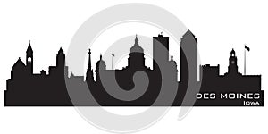 Des Moines Iowa city skyline vector silhouette