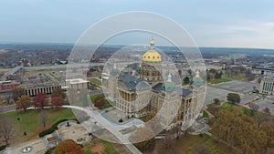 Des Moines, Iowa State Capitol, Amazing Landscape, Downtown, Aerial View