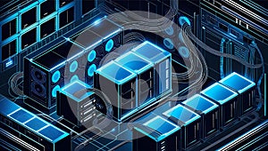 Futuristic Server Room Illustration