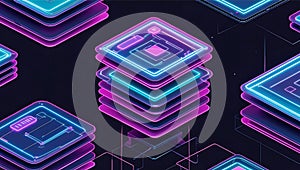 Abstract Neon Circuit Stack