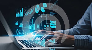 chart data on digital laptop screen