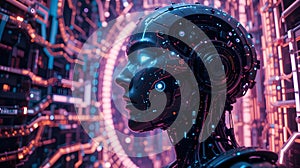 Futuristic Female Robot Head Profile