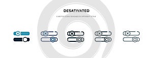 Desativated icon in different style vector illustration. two colored and black desativated vector icons designed in filled,