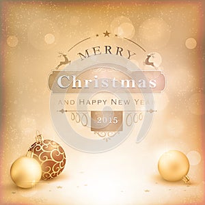 Desaturatet golden Christmas background with baubles photo