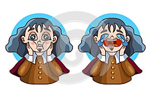 Descartes two stickers. Vector illustration photo