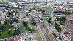 Descend view on panoramic view on Tczew, Poland