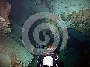 Descending Cave Divers