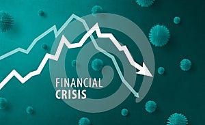 Descending graph, danger, crisis, impact and corona virus concept.