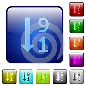 Descending numbered list color square buttons