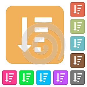 Descending ordered list mode rounded square flat icons