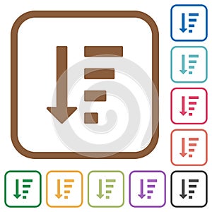 Descending ordered list mode simple icons