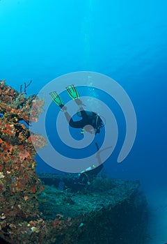 Descending Scuba Divers