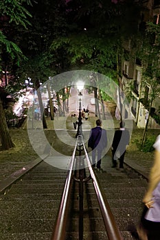 Descending the stairs in Monmartre