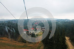Descending to Poiana Brasov with the cable car