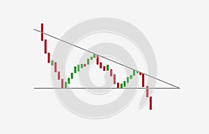 Descending triangle bearish breakouts flat icon. Vector stock and cryptocurrency exchange graph, forex analytics and trading chart photo