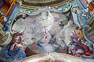 Descent of the Holy Spirit, fresco on the ceiling of the Saint John the Baptist church in Zagreb