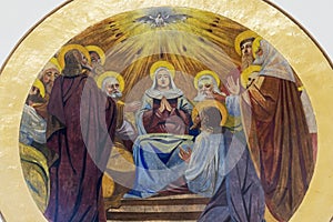 Descent of the Holy Spirit, fresco in the Church of All Saints in Sesvete, Croatia