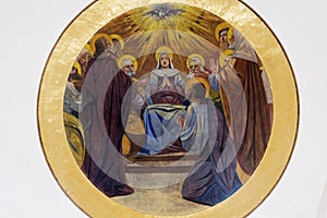 Descent of the Holy Spirit, fresco in the Church of All Saints in Sesvete, Croatia