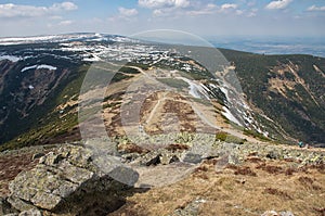 Descent from a Sniezka mountain top