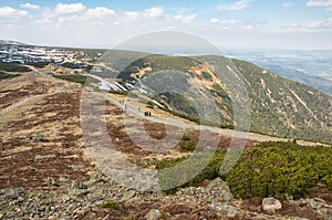 Descent from a Sniezka mountain top