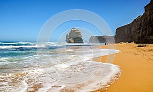 Descent of the stairs to the beach to the Pacific ocean near the