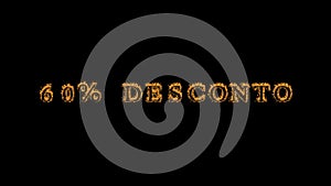 60% desconto fire text effect black background