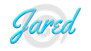 Glowing blue effect of name Jared on white background. photo