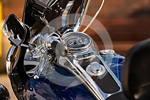 dashboard blue motorcycle close up