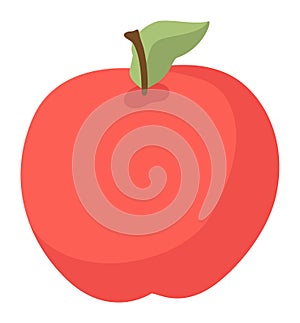 Description Red apple vector illustration isolated white background. Simple cartoon style apple