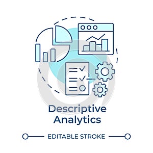 Descriptive analytics soft blue concept icon