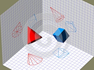 Descriptive geometry 3D projection