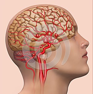 Descriptive illustration of the development of the human cerebral aneurysm. photo