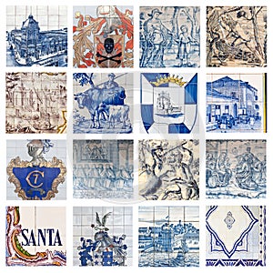 Descriptive Portuguese Tiles Collage photo