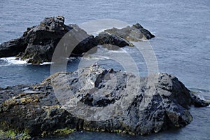 Desde la costa del Mediterranean in one of the coves of Cabo Palos we see the island of ants