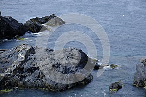 Desde la costa del Mediterranean in one of the coves of Cabo Palos we see the island of ants