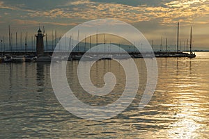 Desenzano harbor at dawn, Lake Garda, Italy.