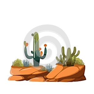 Desert Adventure - Vector Landscape Illustration