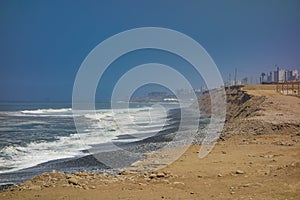 Desert area on the ocean coast in Lima Peru