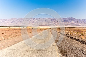 Desert asphalt road mountains range Israel Jordan.