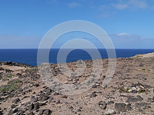 The desert and the Atlantic ocean on Fuerteventura photo