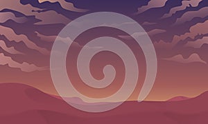 Desert background illustration design at sunset for posters and banners