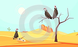 Desert Birds Landscape Composition