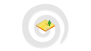 Desert cactus landscape icon animation
